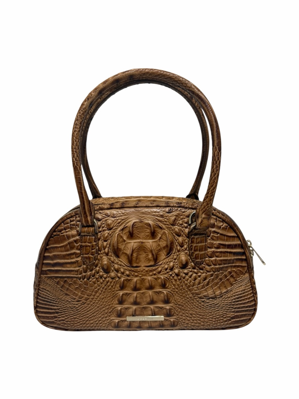 Brahmin Reptile Tan/Brown Leather Satchel Handbag
